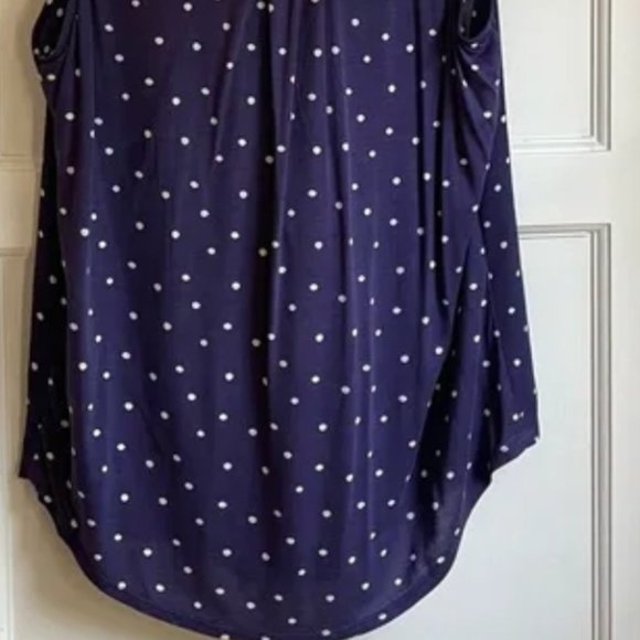 Navy Polka Dot Sleeveless Blouse - Picture 6 of 6